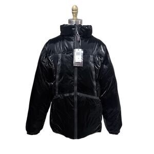 Bleeker & Mercer Liquid Coated Black Puffer Jacket Glossy Streetwear Winter M